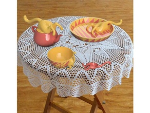 cat tea set kitchen dining 3d print model - Mito3D