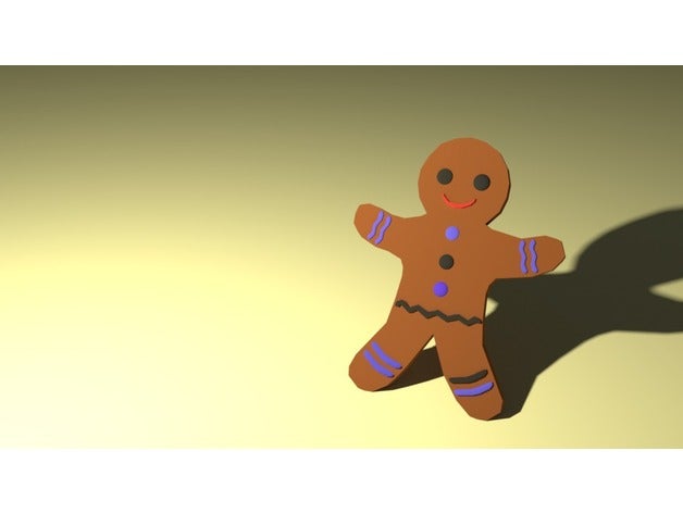homme de pain d'épice décor christmans cookie empreinte faible poly simple 3D print model - Mito3D