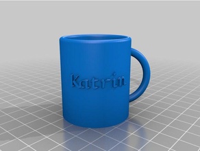 my customized parametric mug label changable fonts kitchen dining 3d print model - Mito3D