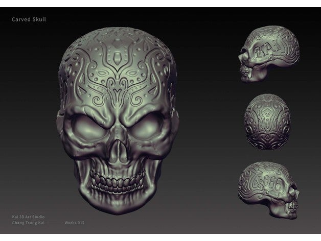 oyma kafatası sanat araçlar 3D print model - Mito3D