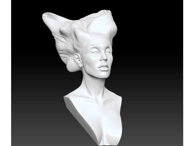 angel wing-haired lady sculptures bust face girl head woman zbrush 3D print model - Mito3D