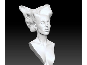 angel wing-haired lady Skulpturen die Büste Gesicht Mädchen Kopf Frau zbrush 3d print model - Mito3D