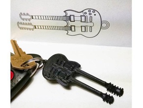 double-neck guitar keychain keychains 3d print model - Mito3D