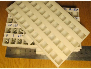smd resistors capacitors tray tool holders boxes 0603 0805 storage 3d print model - Mito3D