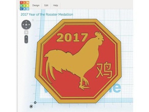 2017 year rooster medallion coins badges chinese new happy lunar zodiac 3d print model - Mito3D