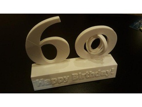 happy 60th birthday sculpture gyroscope sculptures 3d print model - Mito3D