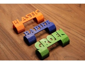 papelera etiquetas de reciclaje divisores los contenedores contenedor divisor la etiqueta símbolo basura 3d print model - Mito3D