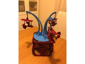 purple baron carousel toys & games remixchallenge airplane biplane cork fly hand cranked toy 3d print model - Mito3D