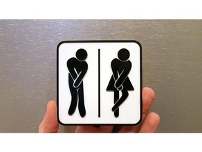 lustiges WC-Schild im hintergrund Bad Zeichen komisch sign WC 3d print model - Mito3D