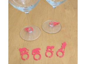 wine glass identifiers kitchen & dining animals clip party 3d print model - Mito3D