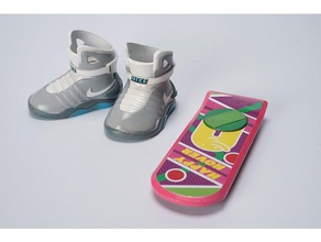 de volta futuro tênis nike air mag & hover board feito modelos backtothefuture conselho administração virilha a figura hoverboard os sapatos brinquedo 3d print model - Mito3D