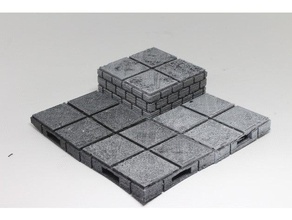 openforge cut-stone openlock half height risers toy & game accessories dnd tiles dungeon miniatures pathfinder rpg stone tabletop terrain tile 3d print model - Mito3D