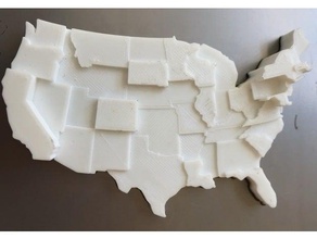 estados unidos da américa de aprendizagem Mapa 3d custo personalizado dados a visualização vivendo o mapa em relevo eua 3d print model - Mito3D