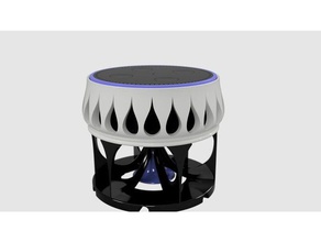 amazon echo dot v2 acoustic stand household acoustics alexa amazonecho base cable cheese cheesehead cradle drop holes sound swiss 3d print model - Mito3D