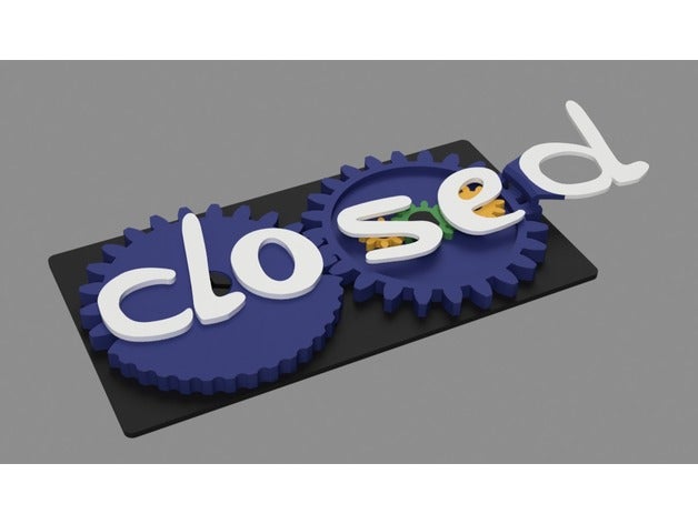 offene und geschlossene Zeichen Schilder & logos geschlossen ausgerichtet Zahnräder öffnen sign 3D print model - Mito3D