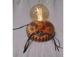 edison gear lamp art steampunk 3d print model - Mito3D