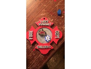 fuego ems personalizable de la placa signos y logotipos el bombero departamento bomberos madewithtinkercad personalizada señales tinkercad 3d print model - Mito3D