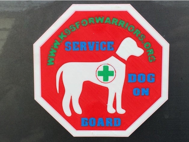 service dog board signs & logos alert sign animal handler asllexicon assistive device elderly disabled canine disabilities disabilty disable veteran logo dogs gift k-9 k9 k9's magnet military mmu multi material print multi-color multi-part notice olsen present prusa refrigerator tinkercad todd toy vehicle vet veterans war warning 3D print model - Mito3D