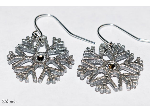 snowflake earrings jewelry earing earings earring 3D print model - Mito3D