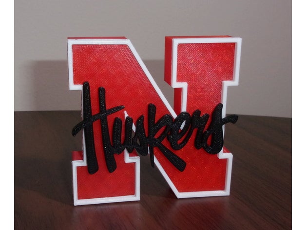 nebraska logo yaprakları işaretler ve logolar üniversite cornhuskers futbol 3D print model - Mito3D