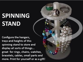spinning stand household birthday cable cables management christmas designer display earrings fun gift girlfriend hanger holder home jewellery jewelry modern mother mothers day multi-part novel novelty office organisation organization organizer parts practical present presents ring rings sister sisters small spin storage unique useful watch watches 3d print model - Mito3D
