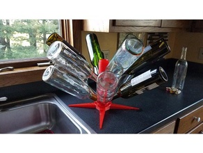 wine bottle dryer rack dowel v3 kitchen & dining 3d print model - Mito3D