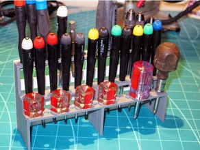 tool shelf bench parametric holders & boxes holder screwdriver workbench 3d print model - Mito3D