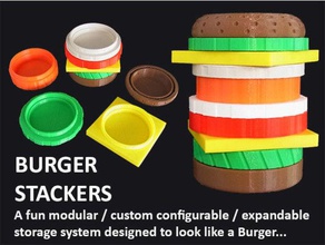 burger stacker household configurable container cosplay customized design expandable fun ham hamburger home multicopter novelty office organisation organization resolution stacking storage box toy unique 3d print model - Mito3D