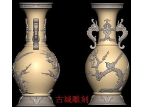 classic chinese fish-bird vase sculptures 3d print model - Mito3D