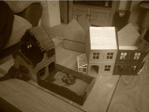 28mm scale terrace house buildings & structures action bolt miniature 3d print model - Mito3D