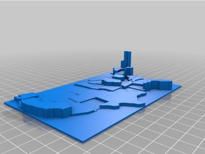 il mio personalizzato contigui stati uniti prisma mappa di apprendimento su misura 3d print model - Mito3D
