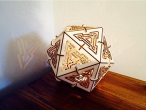 icosaedro lâmpada decoração lasercut corte a laser 3d print model - Mito3D