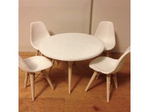 casa delle bambole eames sedie del tavolo mobilia di modello bambola le case mobili miniatura retrò tabella 3d print model - Mito3D