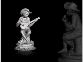 italiano menino toca bandolim scans e réplicas Digitalização em 3d a arte o musica ragazzo estátua estatueta 3d print model - Mito3D