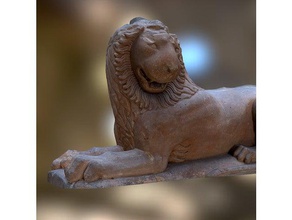 yaslanmış aslan tarama ve kopyaları 3d baskı hayvan kültürel miras Yunan efsane heykel oturma 3d print model - Mito3D