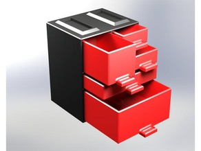 stackable storage drawers 3d printing box chest cool drawer electronics part parts screws thing tools useful 3d print model - Mito3D