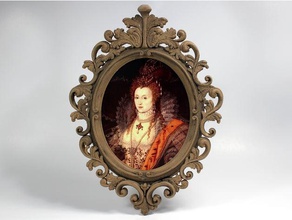 baroque cadre photo décor de style ménage forme ovale image pictureframe 3d print model - Mito3D