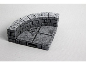 openforge cut-stone openlock curved half height walls toy & game accessories dnd tiles dungeon miniatures pathfinder rpg stone tabletop terrain tile 3d print model - Mito3D