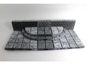 openforge cut-stone openlock curved risers toy & game accessories dnd tiles dungeon miniatures pathfinder rpg stone tabletop terrain tile 3d print model - Mito3D