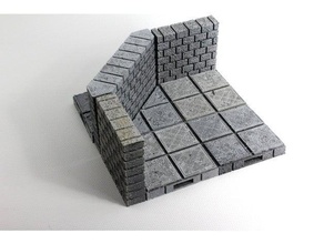 openforge cut-stone openlock angled walls toy & game accessories dnd tiles dungeon miniatures pathfinder rpg stone tabletop terrain tile 3d print model - Mito3D