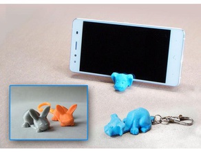 keychain smartphone stand dog bunny gadgets doggie doggy iphone keychains ninjaflex phone puppy rabbit tpu 3d print model - Mito3D