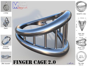 finger cage 20 rings bijoux jewellery jewelry ring 3d print model - Mito3D