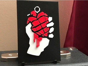 green day heart hand grenade sign signs & logos greenday mmu multiple extruder prusa prusammu 3d print model - Mito3D