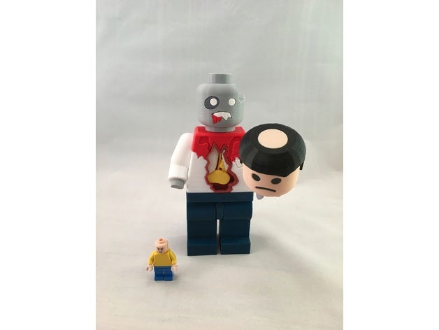 lego zombie mano muñón & cabeza cercenada juegos y juguetes de minifig 3D print model - Mito3D