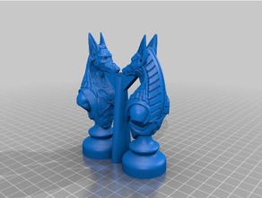 knight egypt w embedded support sculptures anubis beauty boardgame boardgames bust chess piece set figure sculpture 3d print model - Mito3D