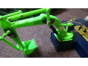 cat excavator arm + wooden base construction toys robot 3d print model - Mito3D