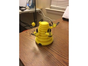 spinning desktop bee hive sculptures bees bouquet cool desk toy fidget fun rotating spin swarm 3d print model - Mito3D