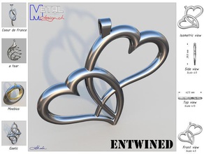 verflochten Schmuck Anhänger - pendentif valentine valentines Tag 3d print model - Mito3D