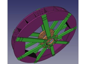 water wheel d 400mm no screw glue kit 3d printing 3d print model - Mito3D