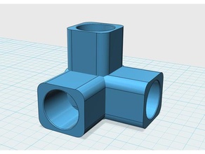 4-forma de codo 16mm diy 4-way el conector 3d print model - Mito3D